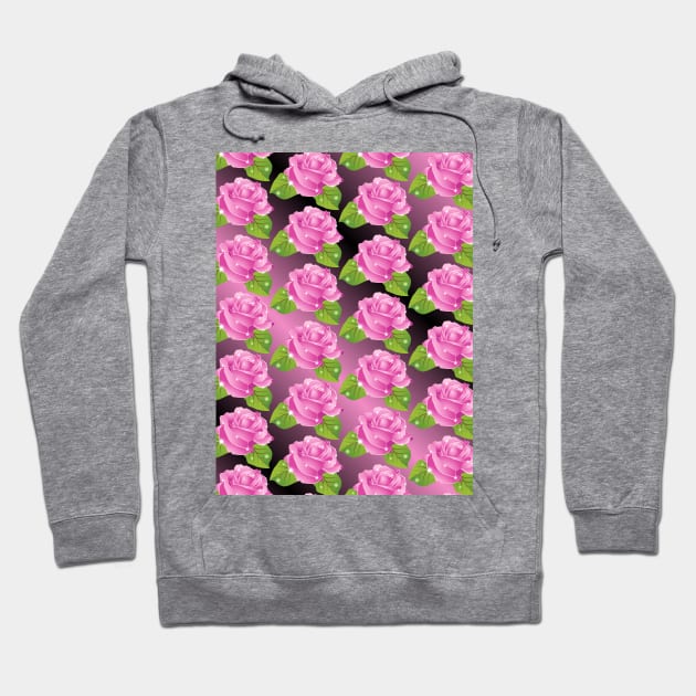Pink Sparkly Roses Pattern Hoodie by Designoholic